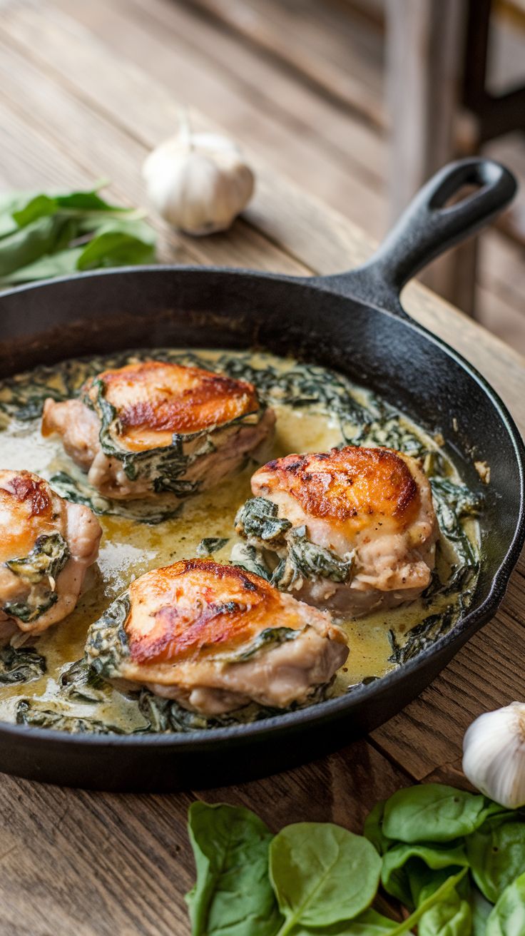Chicken Thighs with Creamy Spinach Sauce Recipe – Tasty Chomp