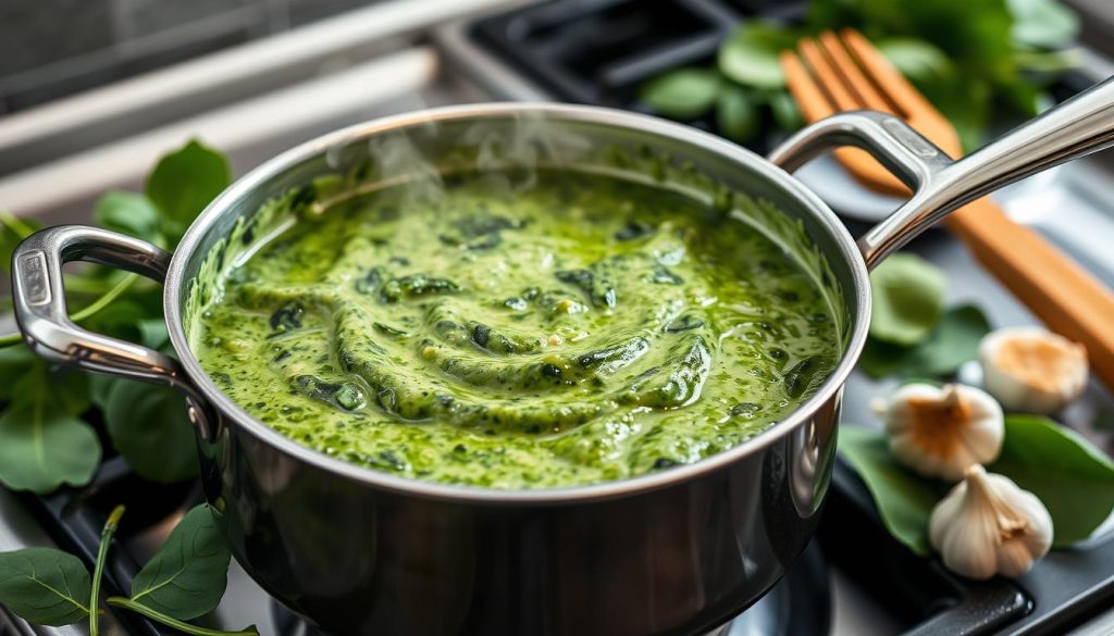 Creamy sauce preparation for chicken thighs