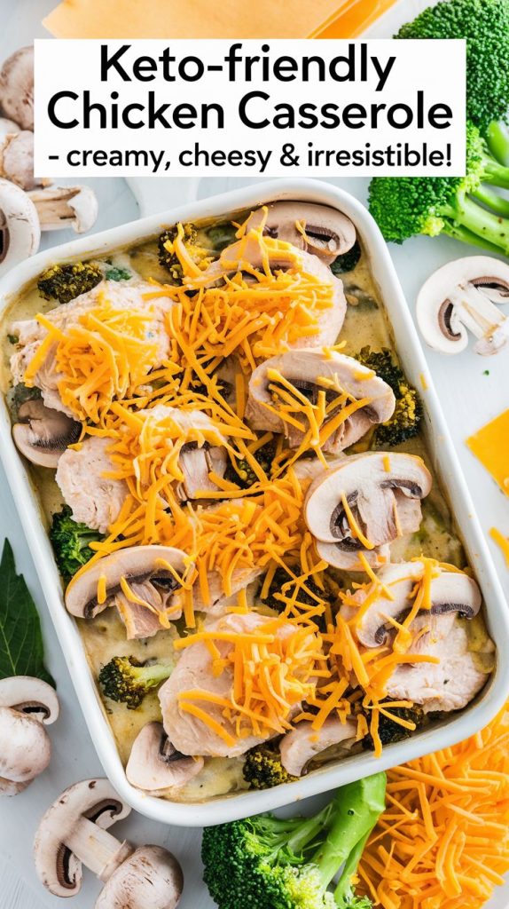 Keto Low Carb Chicken, Mushroom & Broccoli Casserole Recipe