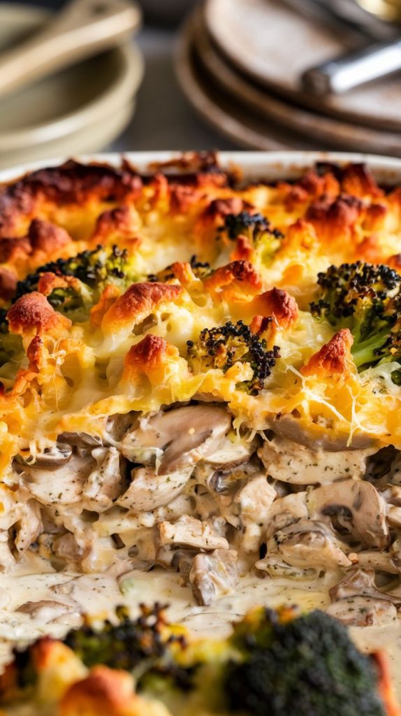 Keto Low Carb Chicken, Mushroom & Broccoli Casserole Recipe