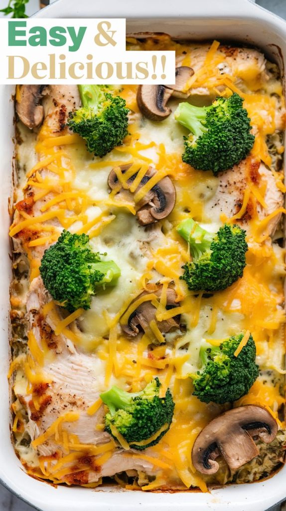 Keto Low Carb Chicken, Mushroom & Broccoli Casserole Recipe