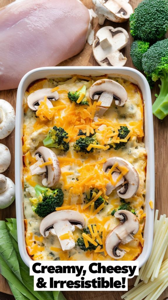 Keto Low Carb Chicken, Mushroom & Broccoli Casserole Recipe