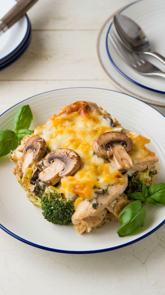 Keto Low Carb Chicken, Mushroom & Broccoli Casserole Recipe