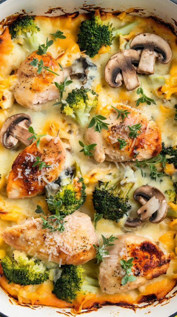 Keto Low Carb Chicken, Mushroom & Broccoli Casserole Recipe