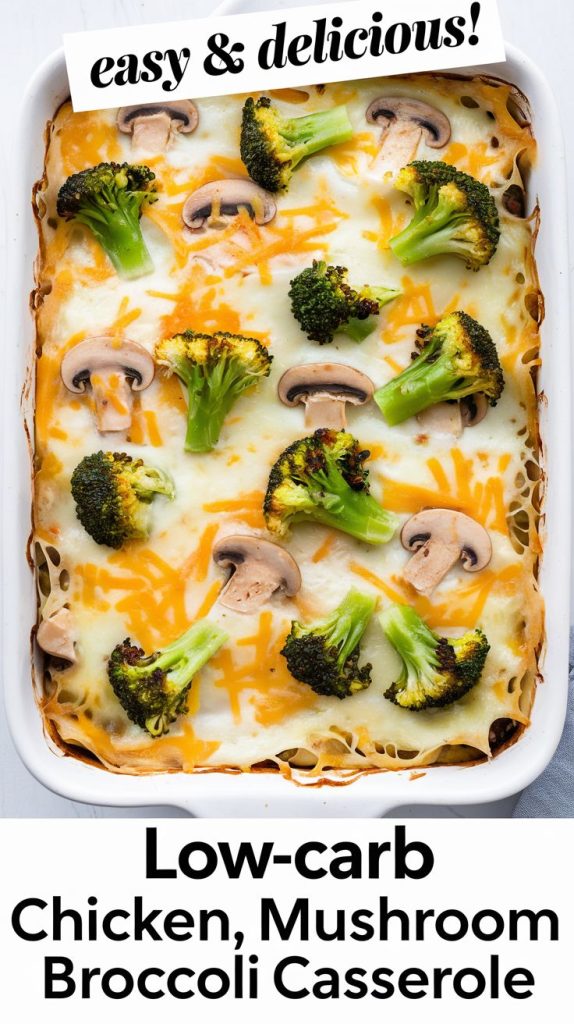 Keto Low Carb Chicken, Mushroom & Broccoli Casserole