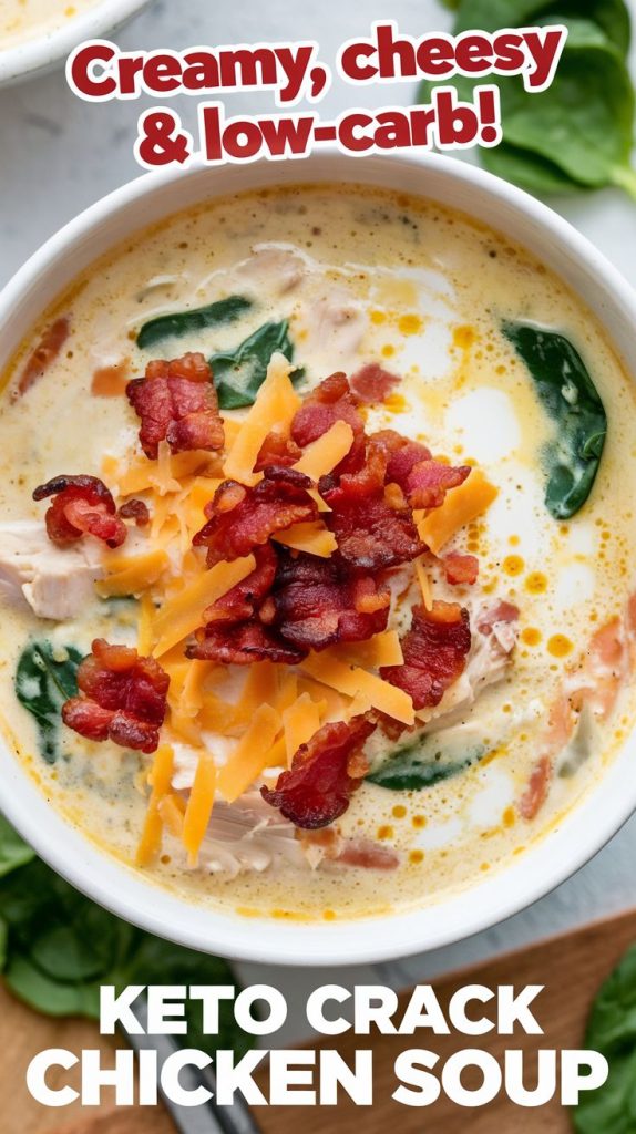 Keto low carb Crack Chicken Bacon Soup