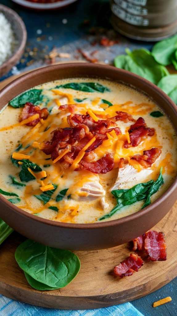 Keto low carb Crack Chicken Bacon Soup