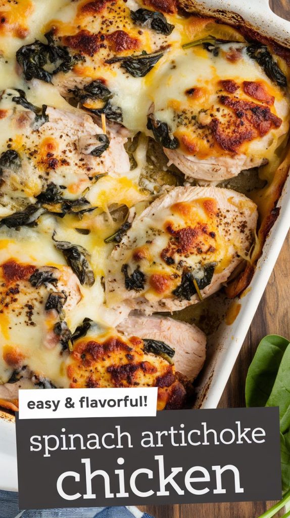 Keto low carb Healthy Spinach Artichoke Chicken Bake Recipe