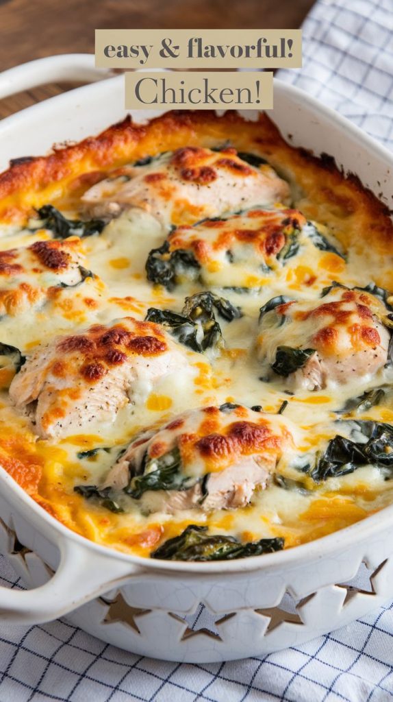 Keto low carb Healthy Spinach Artichoke Chicken Bake Recipe