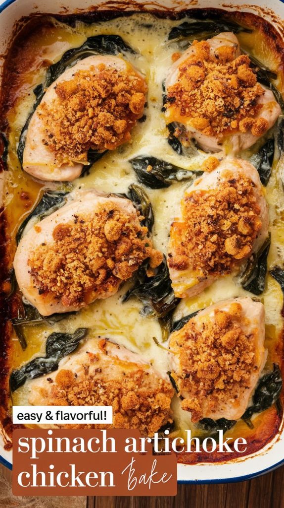 Keto low carb Healthy Spinach Artichoke Chicken Bake Recipe