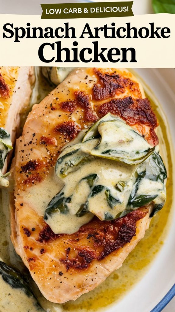 Keto low carb Healthy Spinach Artichoke Chicken Bake Recipe