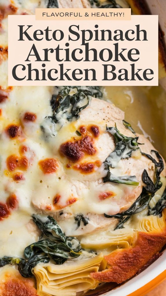 Keto low carb Healthy Spinach Artichoke Chicken Bake Recipe