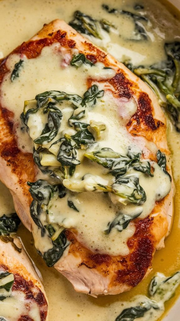 Keto low carb Healthy Spinach Artichoke Chicken Bake Recipe