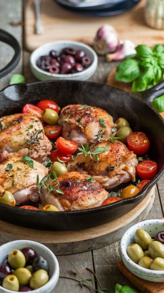 Mediterranean Chicken Thighs with Olives and Tomatoes Recipe