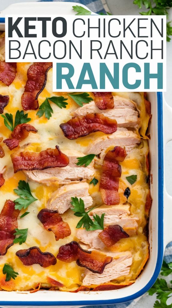 Keto low carb Chicken Bacon Ranch Casserole Recipe