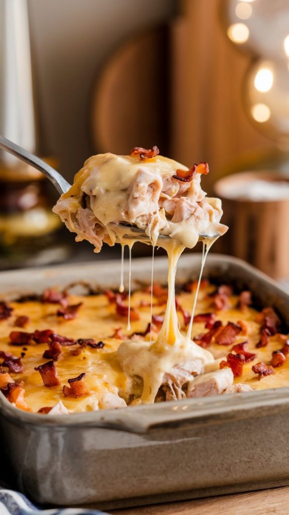 Keto low carb Chicken Bacon Ranch Casserole Recipe