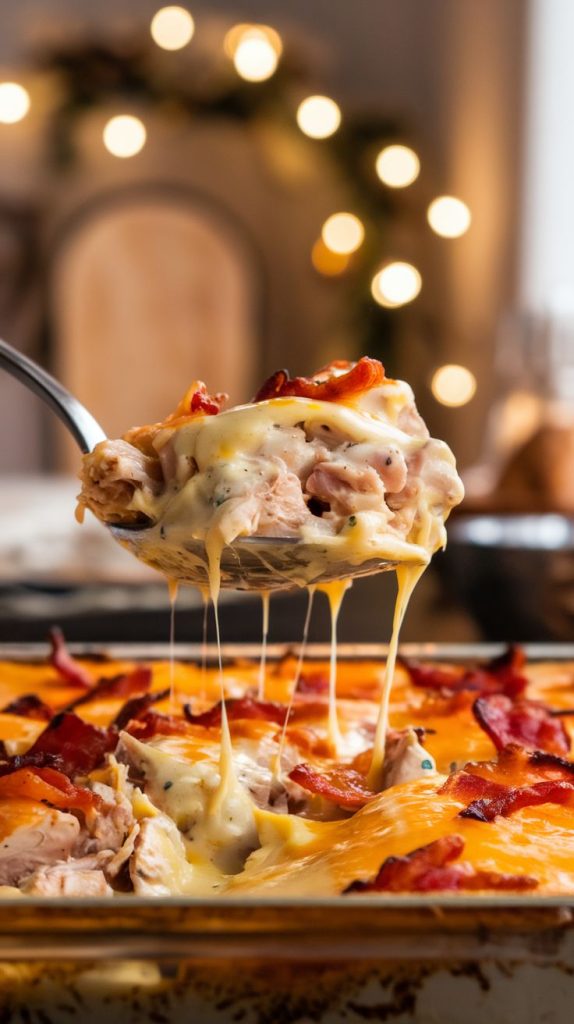 Keto low carb Chicken Bacon Ranch Casserole Recipe