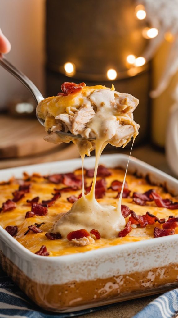 Keto low carb Chicken Bacon Ranch Casserole Recipe