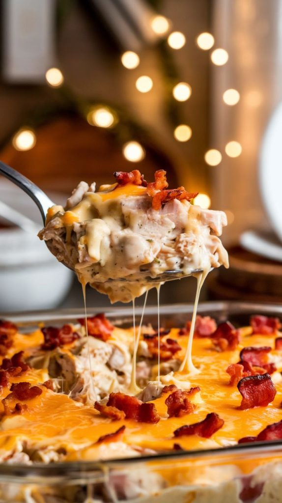 Keto low carb Chicken Bacon Ranch Casserole Recipe