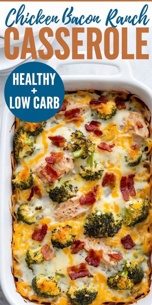 Keto low carb Chicken Bacon Ranch Casserole Recipe