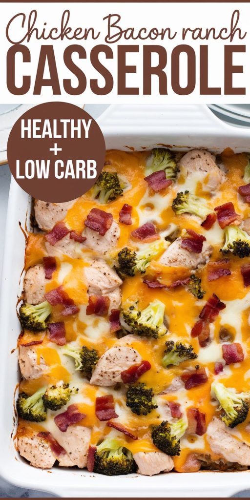 Keto low carb Chicken Bacon Ranch Casserole Recipe