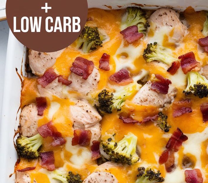 Keto low carb Chicken Bacon Ranch Casserole Recipe