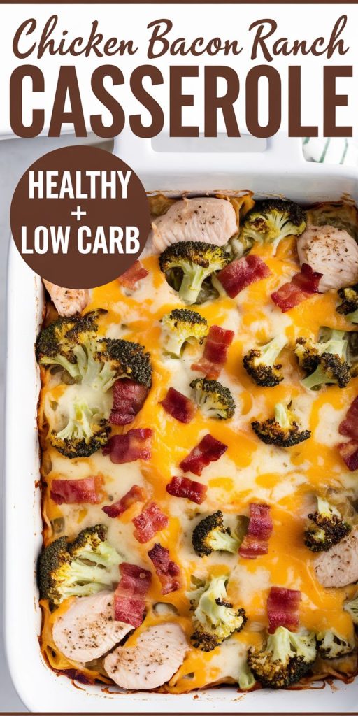 Keto low carb Chicken Bacon Ranch Casserole Recipe