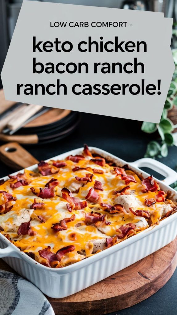 Keto low carb Chicken Bacon Ranch Casserole Recipe