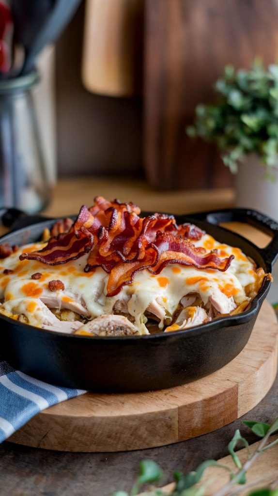 Keto low carb Chicken Bacon Ranch Casserole Recipe