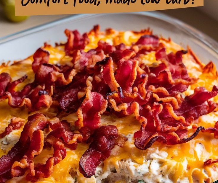 Keto low carb Chicken Bacon Ranch Casserole Recipe