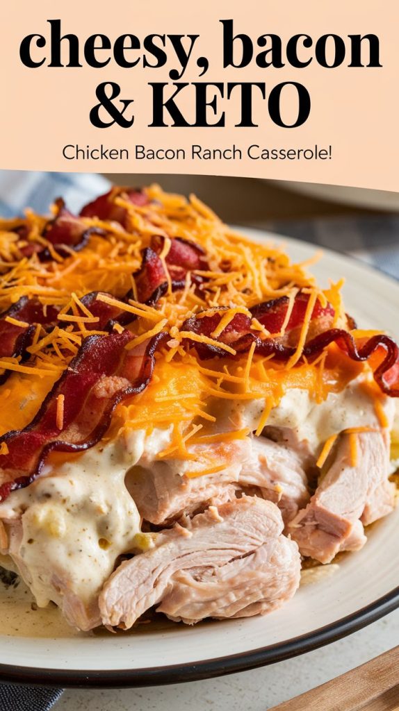 Keto low carb Chicken Bacon Ranch Casserole Recipe