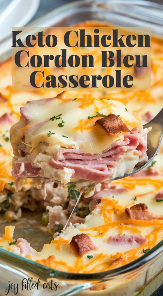 Keto low carb Chicken Cordon Bleu Casserole Recipe