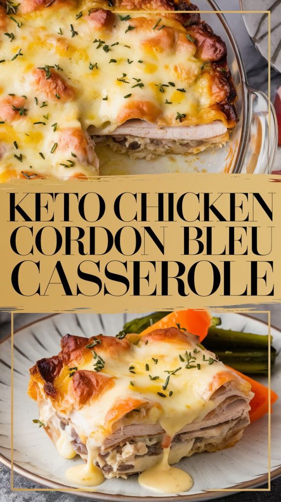 Keto low carb Chicken Cordon Bleu Casserole Recipe