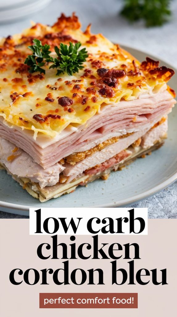 Keto low carb Chicken Cordon Bleu Casserole Recipe