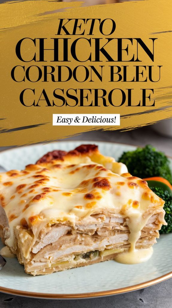 Keto low carb Chicken Cordon Bleu Casserole Recipe