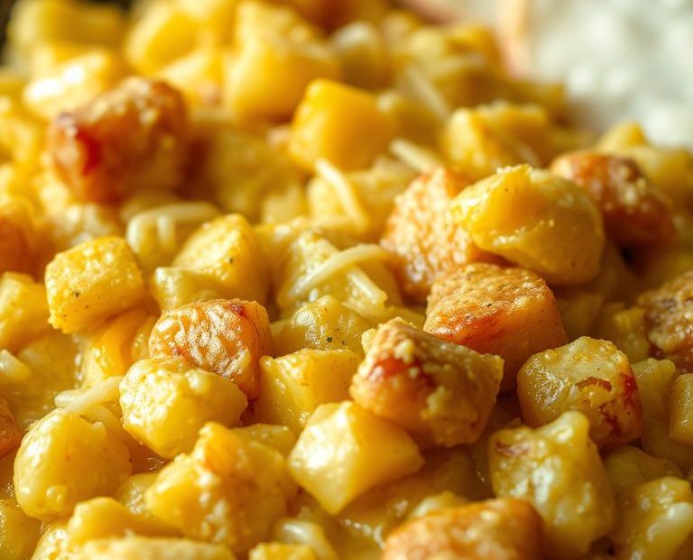 Cheesy Potato Egg Scramble Recipe