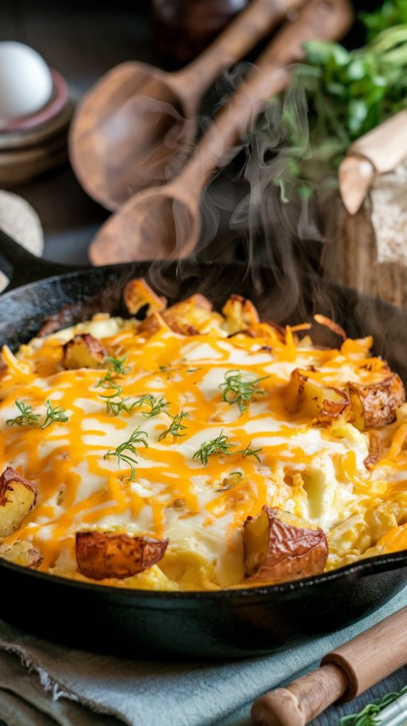 Cheesy Potato Egg Scramble Recipe